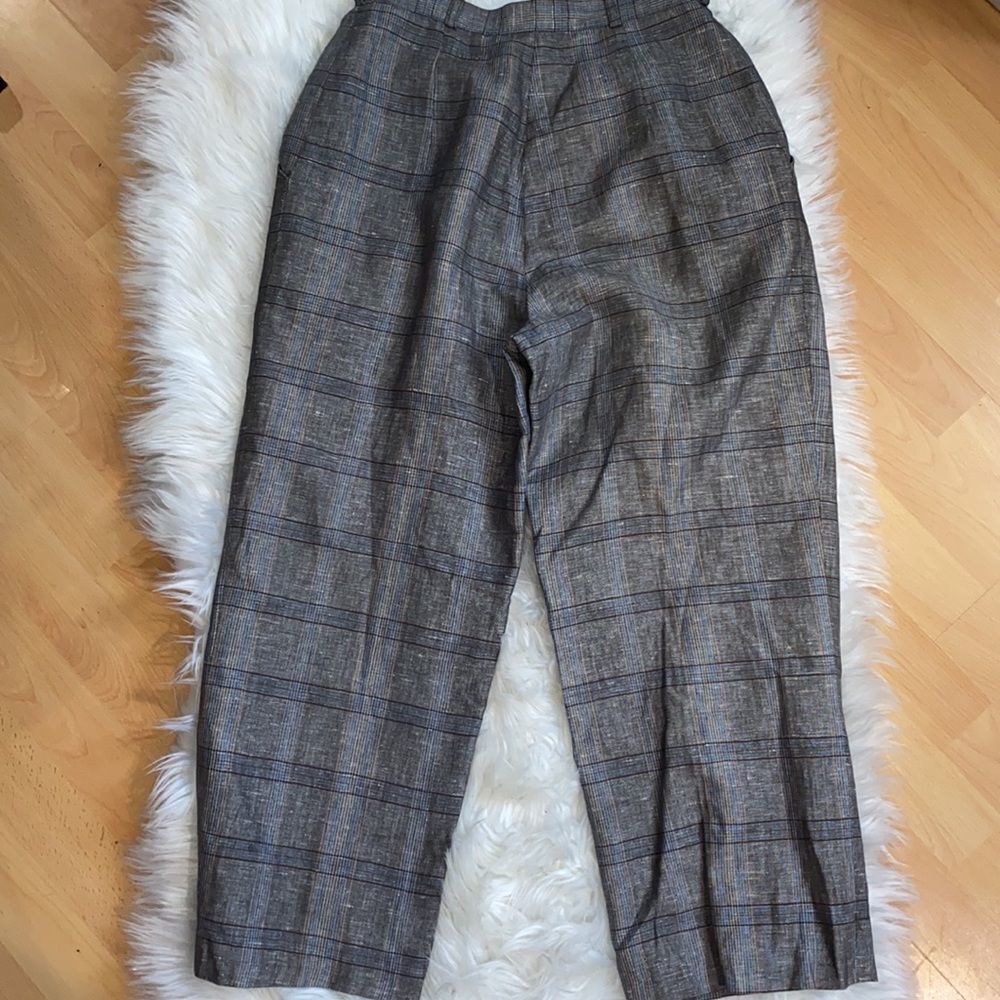 Giorgio Sant’Angelo Linen Plaid Ankle Pants size 6 - Picture 3 of 5